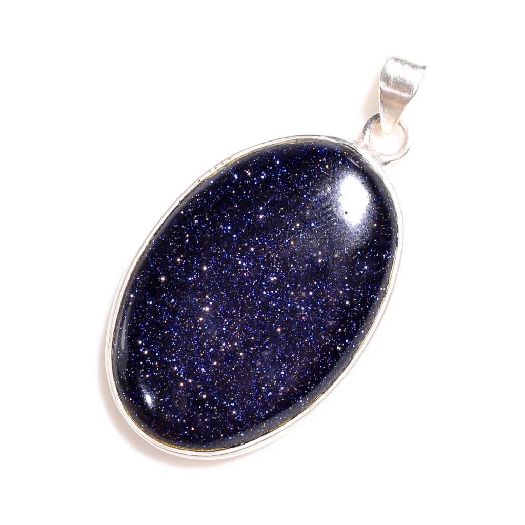 Minimalist Blue Sparkle Oval Necklace — front view